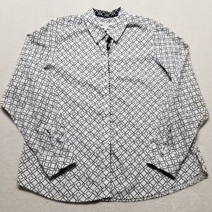 Foxcroft 14 Top Shirt Shaped Fit Wrinkle Free Button Up Black White Classic